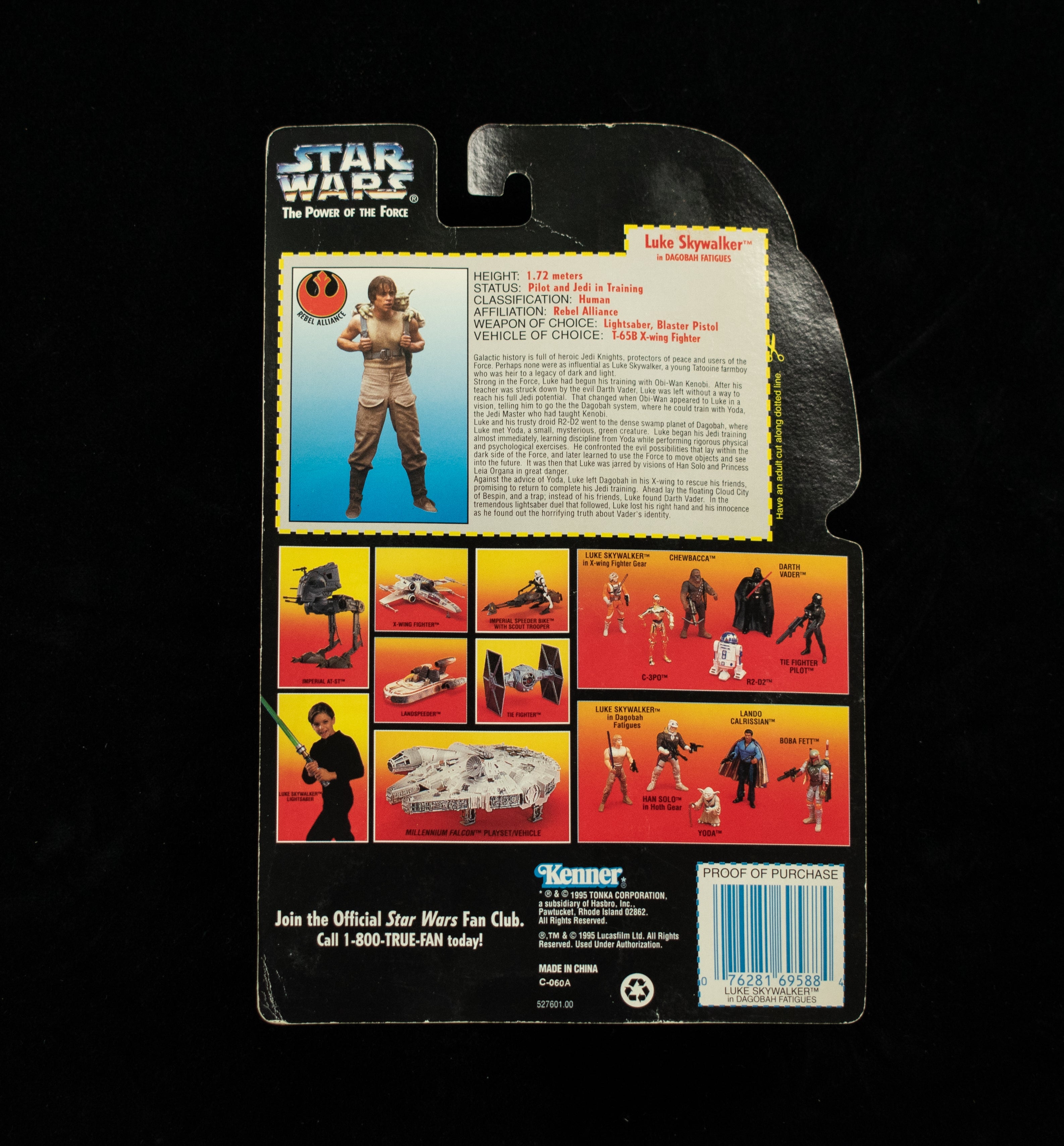 Star Wars Power Of the Force Orange Card Luke Skywalker Dagobah Fatigues 1995 Short