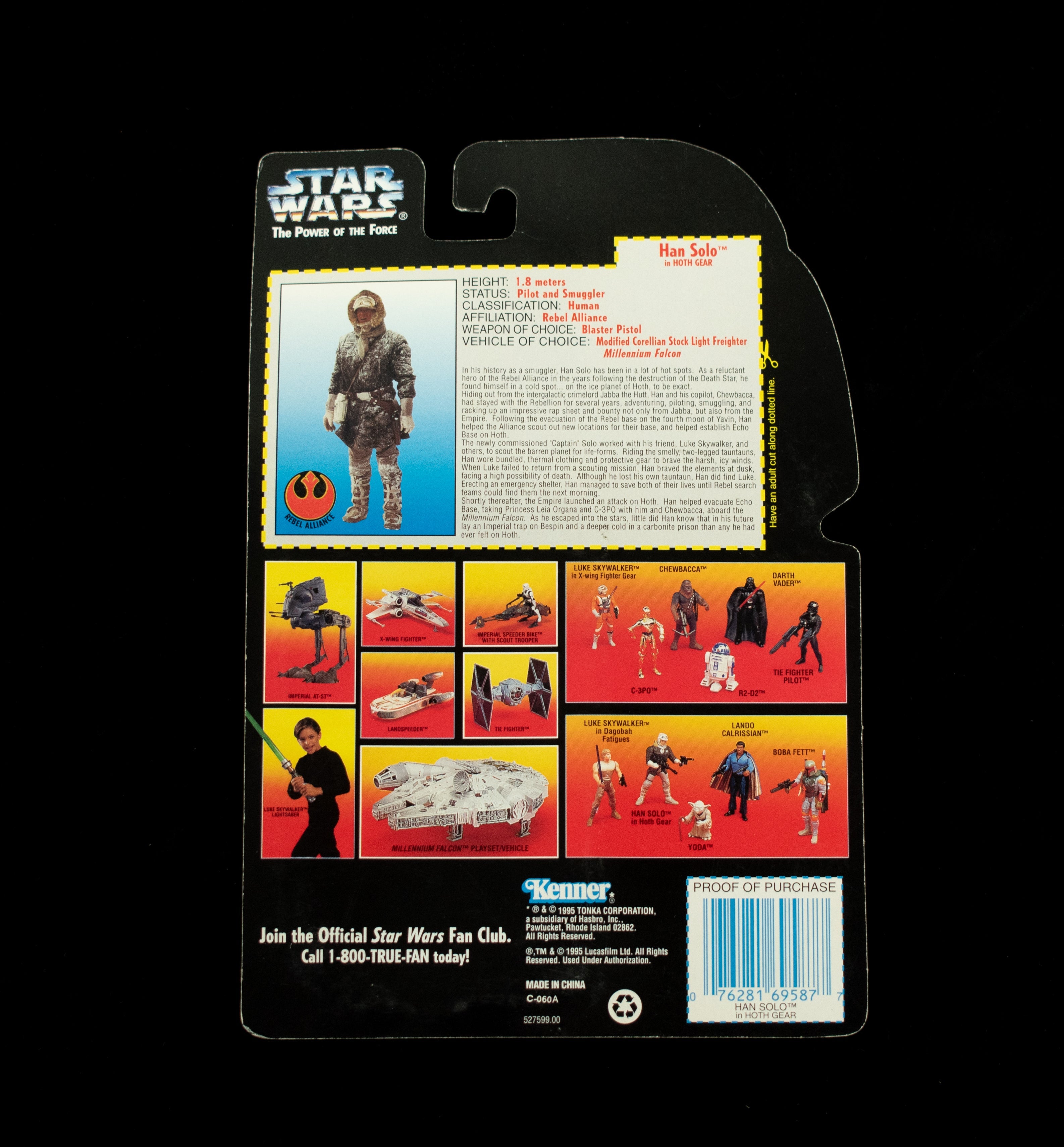 Star Wars Power Of the Force Orange Card Han Solo Hoth Gear 1995