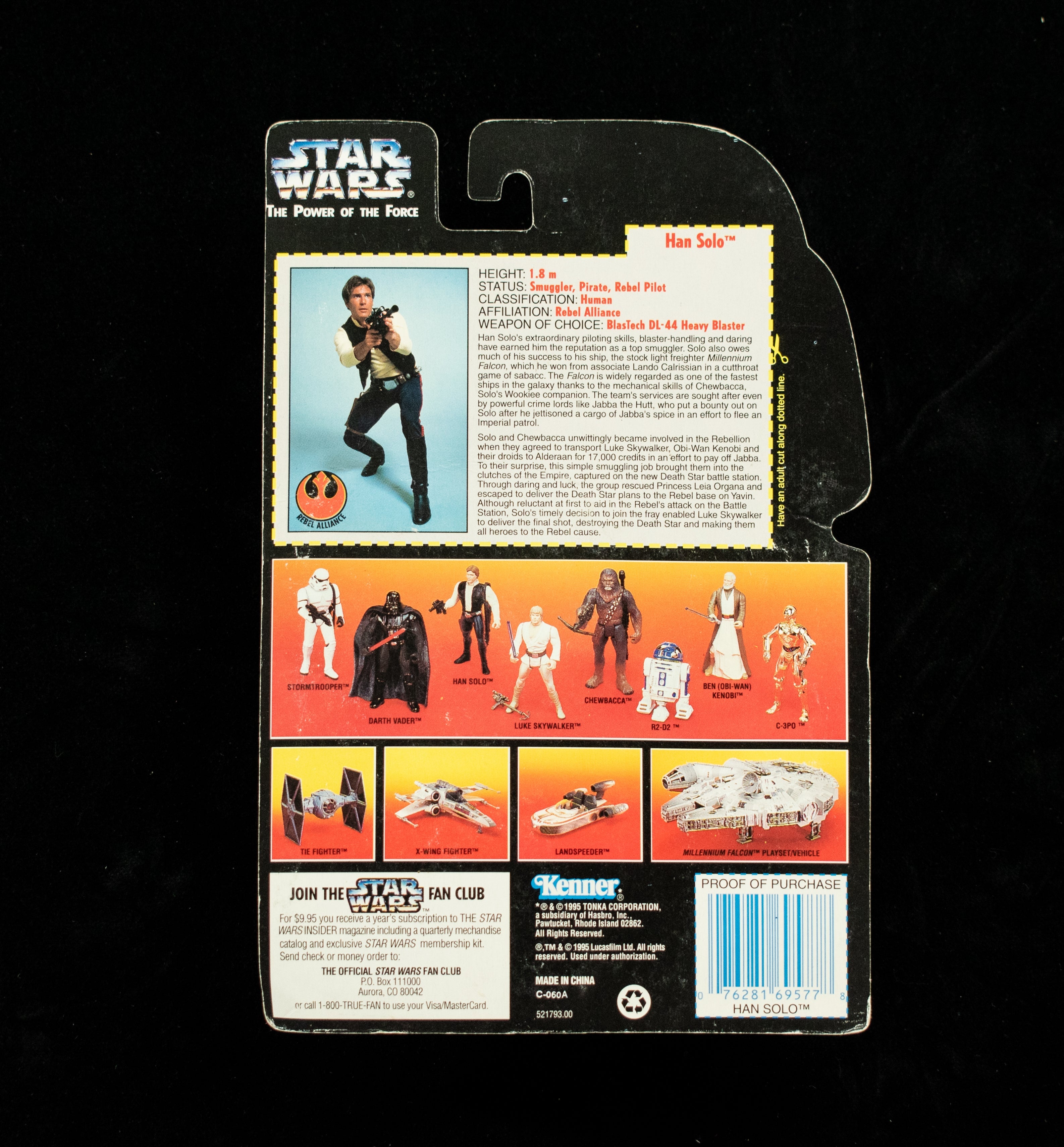 Star Wars Power Of the Force Orange Card Han Solo Heavy Assault Rifle Kenner 1995