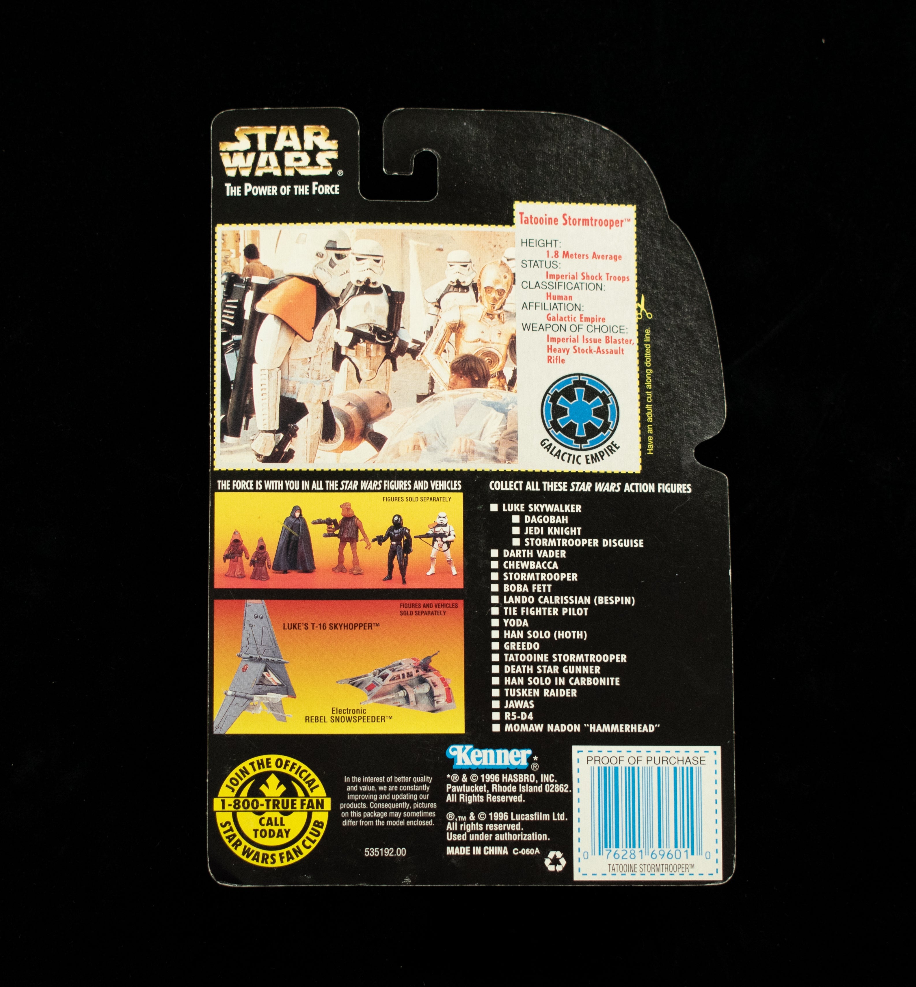 Star Wars power of the force orange card Tatooine StormTrooper Kenner Sealed NEW