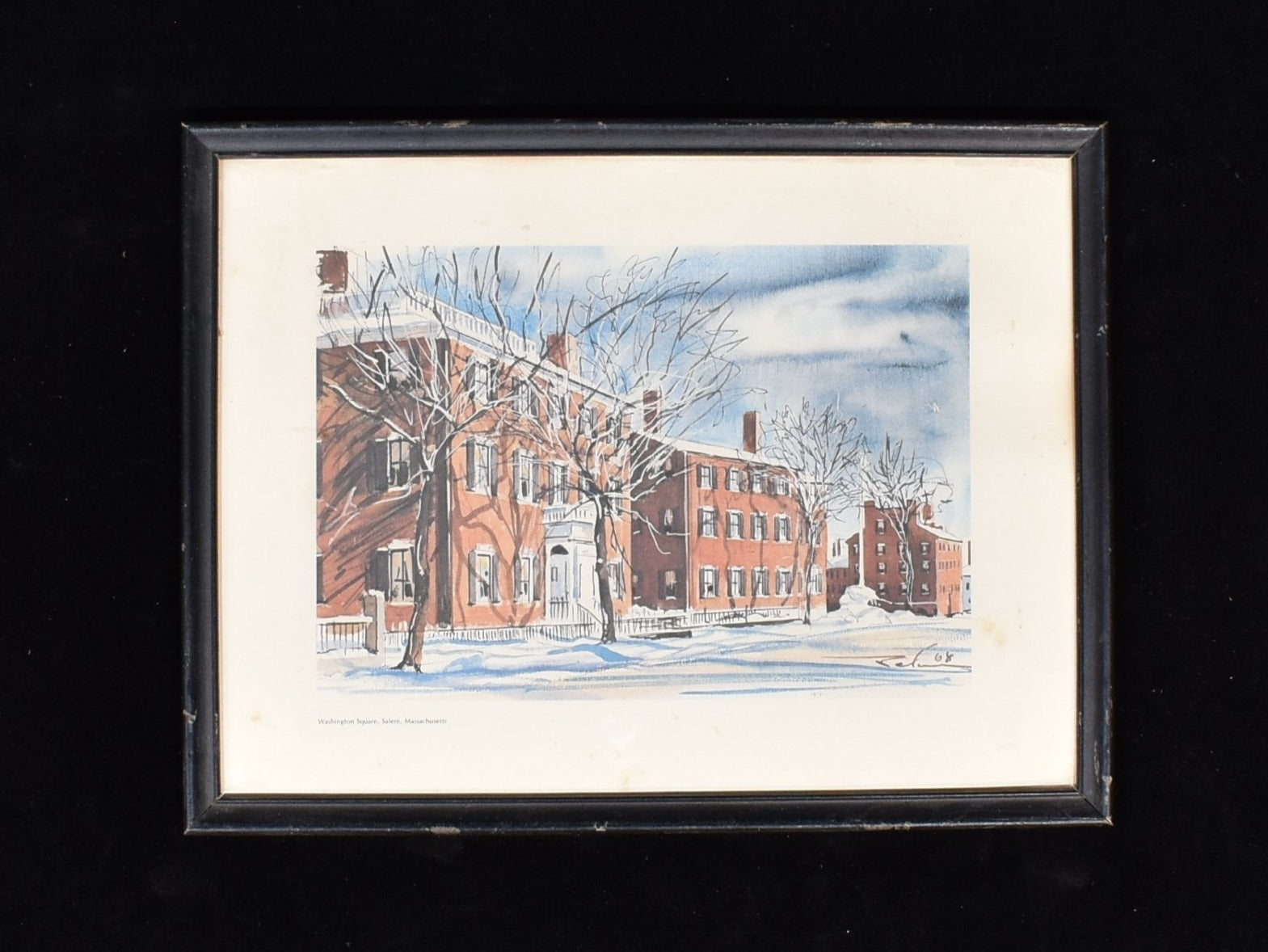 Fine Arts Print Washington Square Salem Mass 1968 Signed Authentic