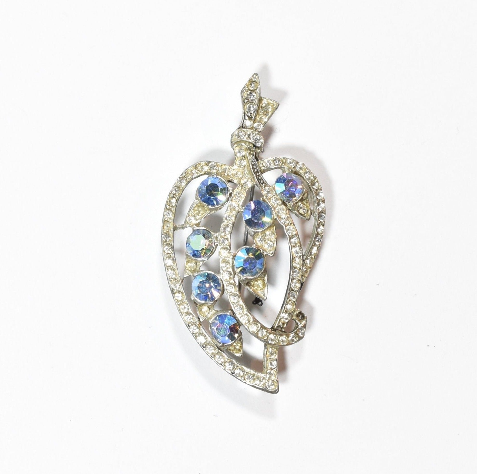Brooch Pin decorated silver flashy diamond look 2 and half inch Used Pin