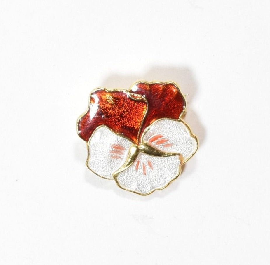Brooch Pin Collectible Vintage Pin Used White and red Rose Gold metal Pin