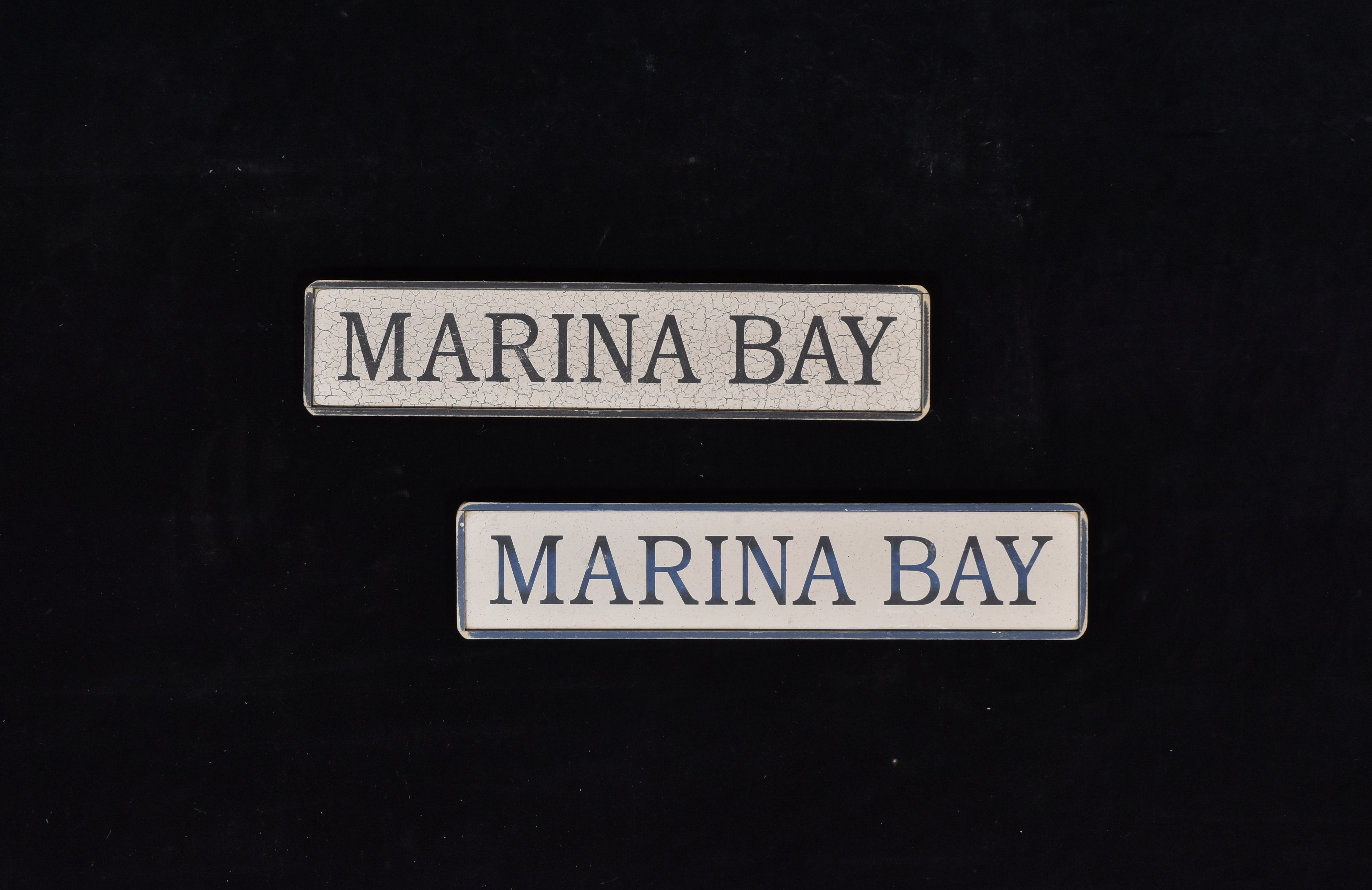 Marina Bay Wood Sign Blue and black Wall display x2