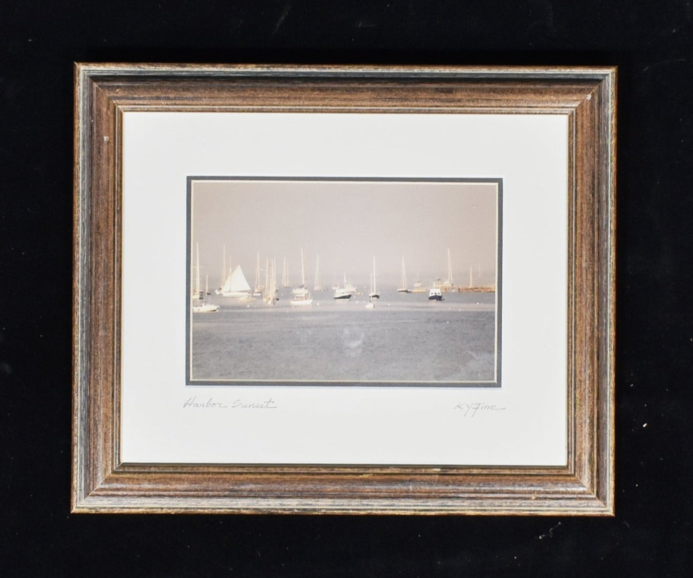 Harbor sunset framed Photo Ky Fine Picture 1970s Vintage photo