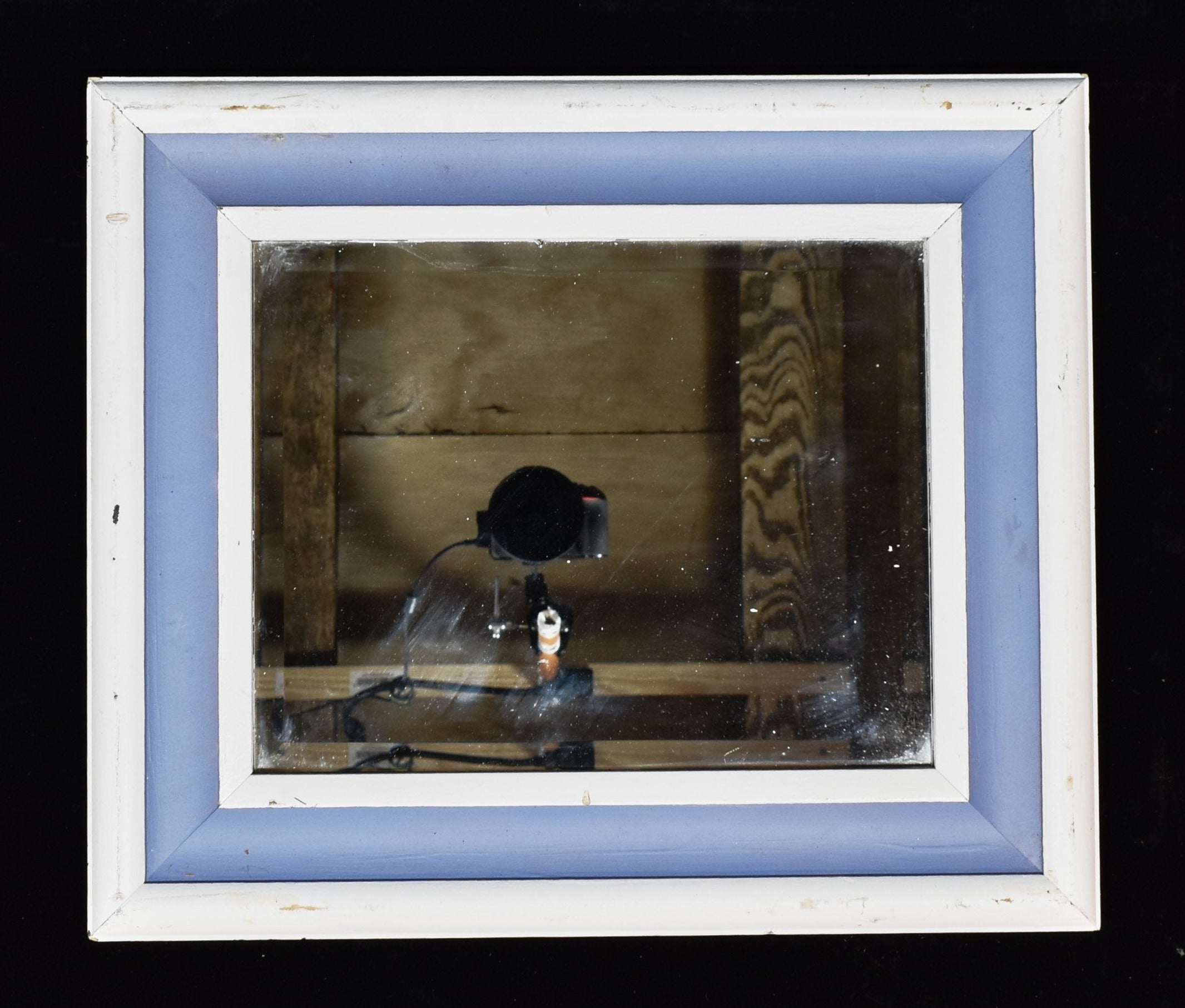 Vintage Mirror Framed glass wall hang Made in canada Blue Wood Frame