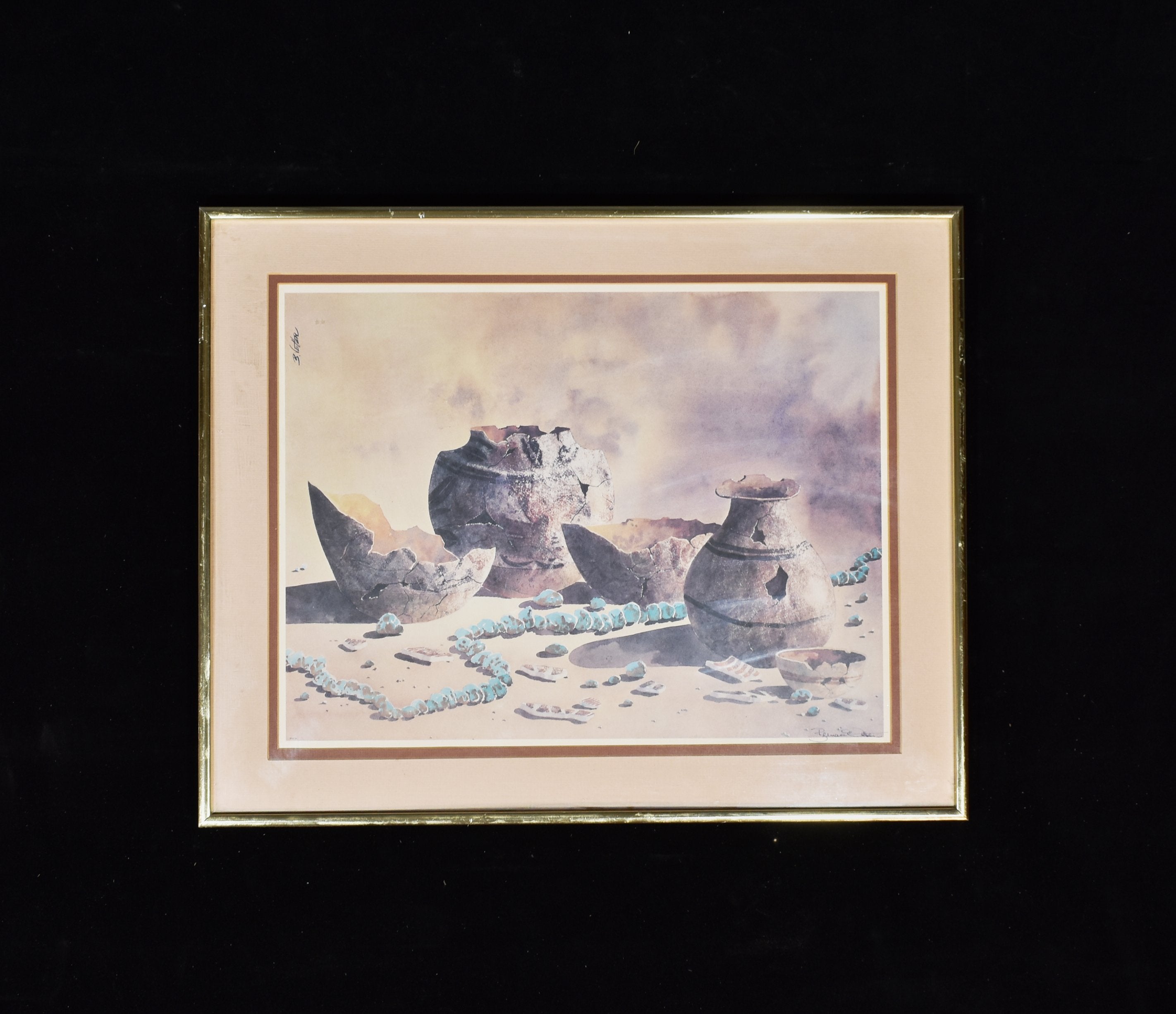 Clay Pots Native Painting Framed work Authentic B Vetler 16 x 20