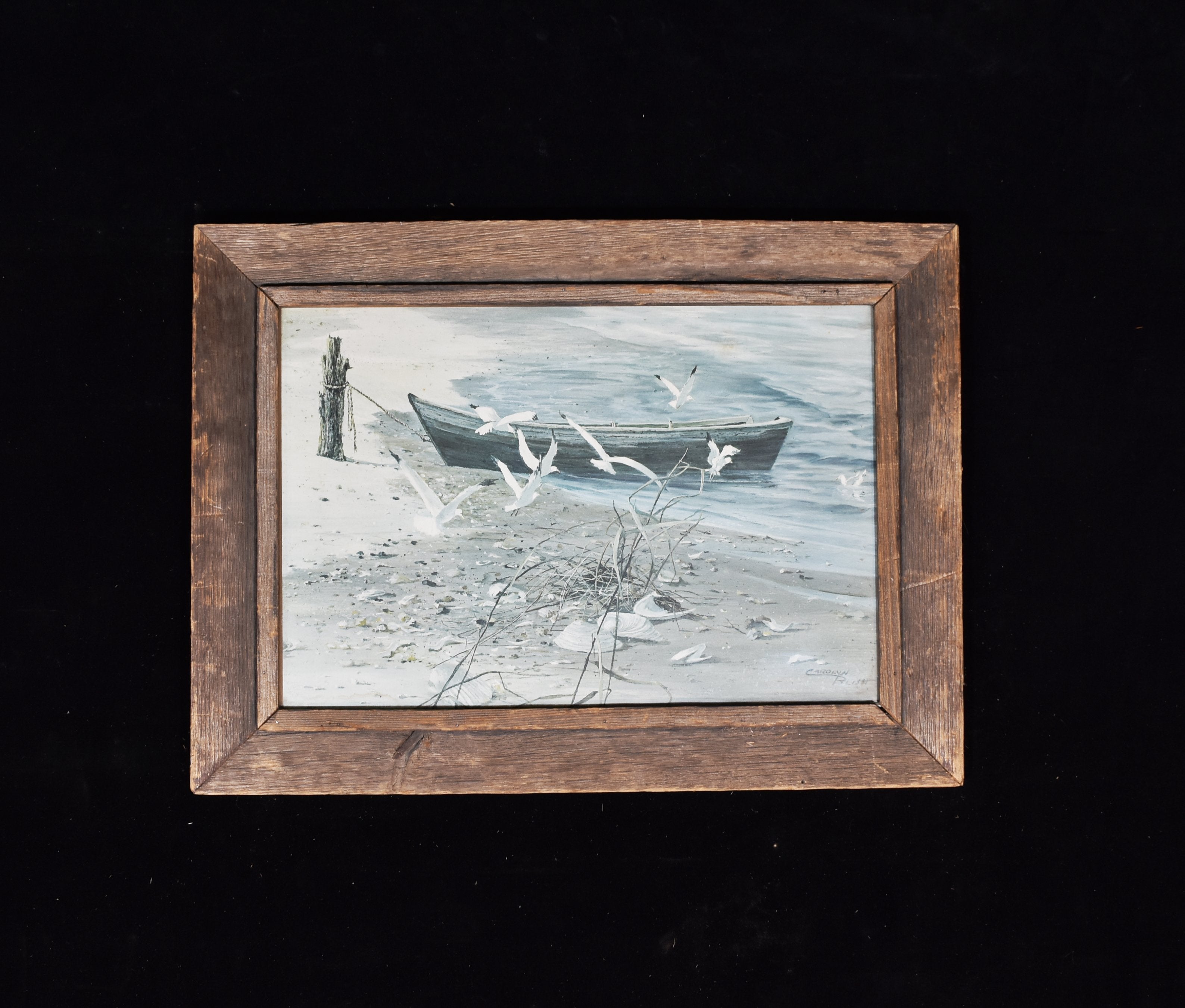 Carolyn Blish Frammed Painting Art work Wooded frame Original Sea Shells
