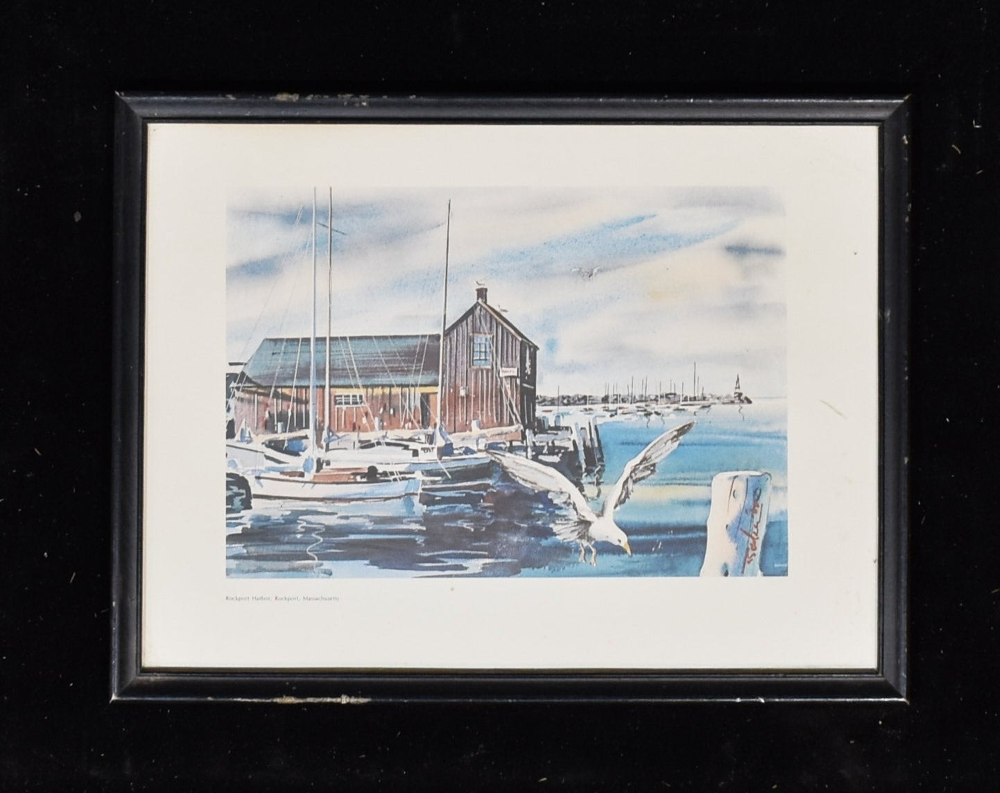 Rock port Harbor Rock port Massachusetts Printed Painting Framed Work 1968 10 x