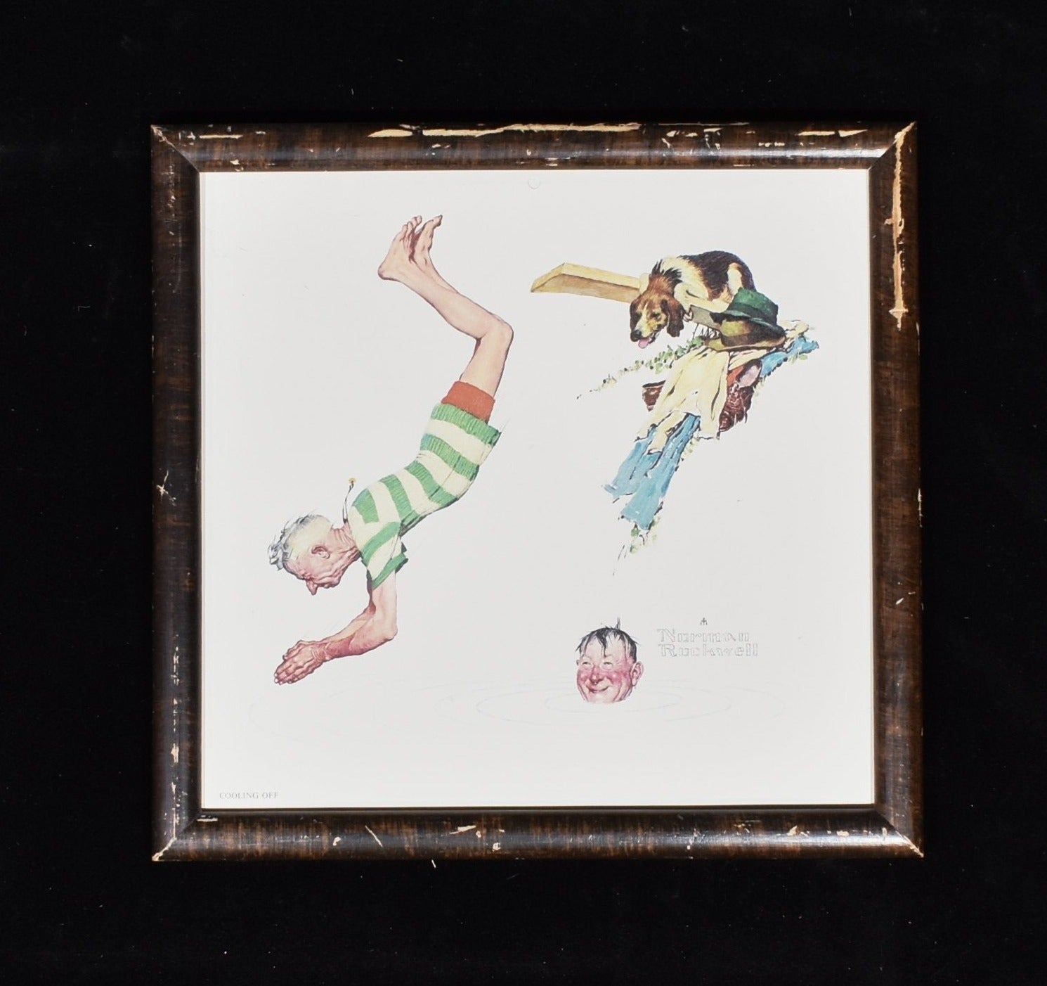 Norman Rockwell Print Framed 11x12 Cooling Off Art Used