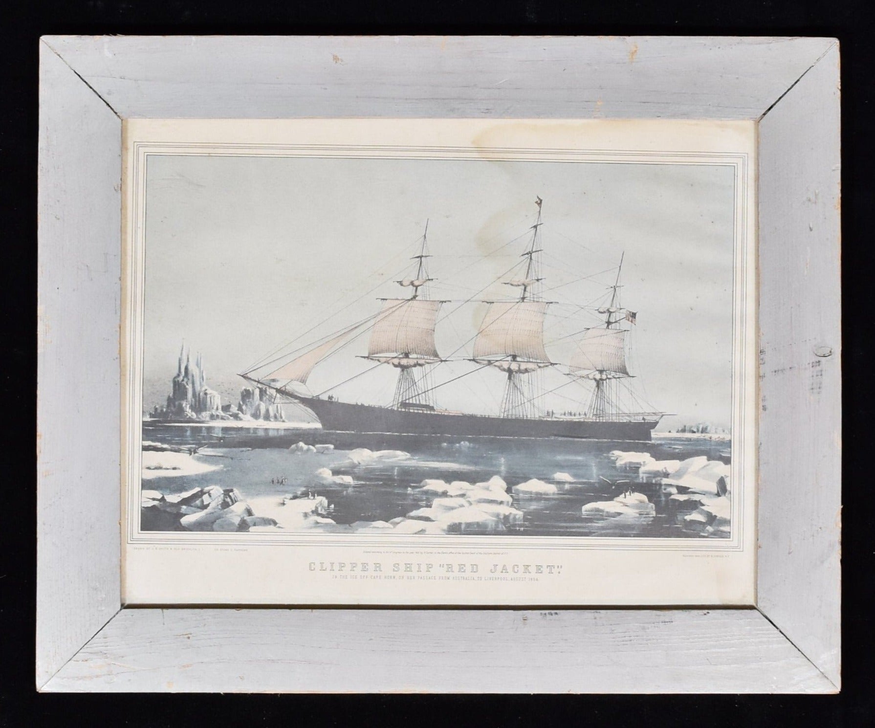Clipper Ship Red Jacket 1854 reprint image Framed 15 x 18 Framed