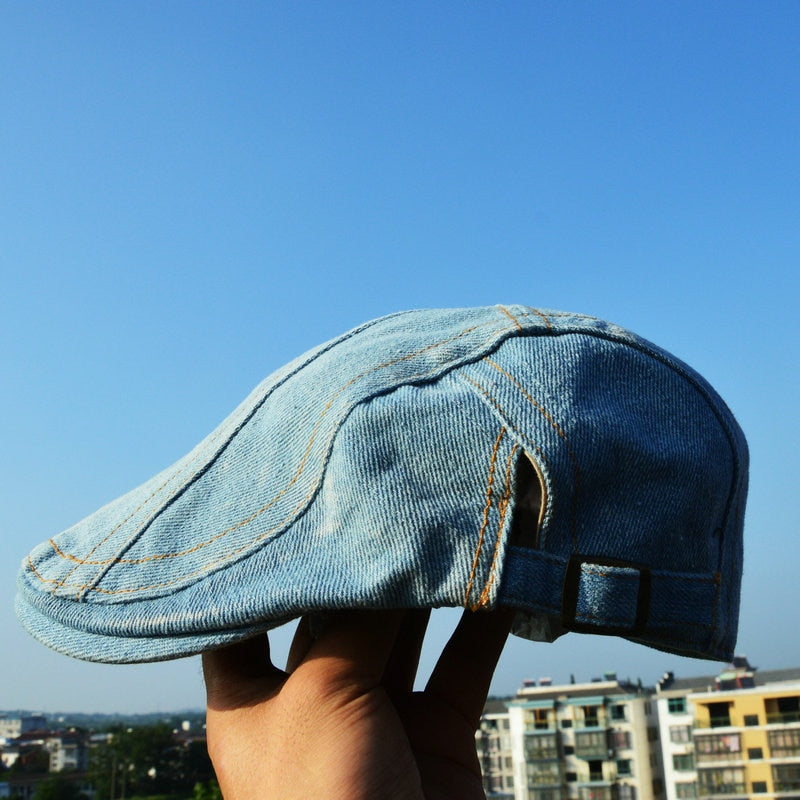 Adjustable Denim Beret Hats Men Women Jeans Berets Newsboy Flat Gatsby Cabbie Driving Windpoof Cap Hats Forward Peaked Caps