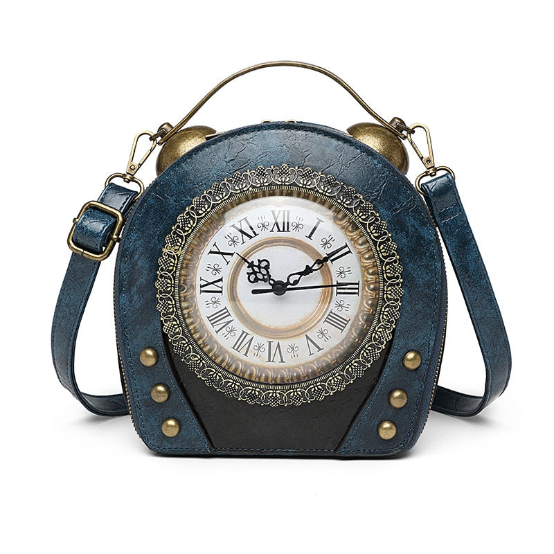 Personalized Fun Fashion Real Clock Shape Leather Bag Circular Ladies Handbag Chain Purse Shoulder Bag Crossbody Messenger Bolsa