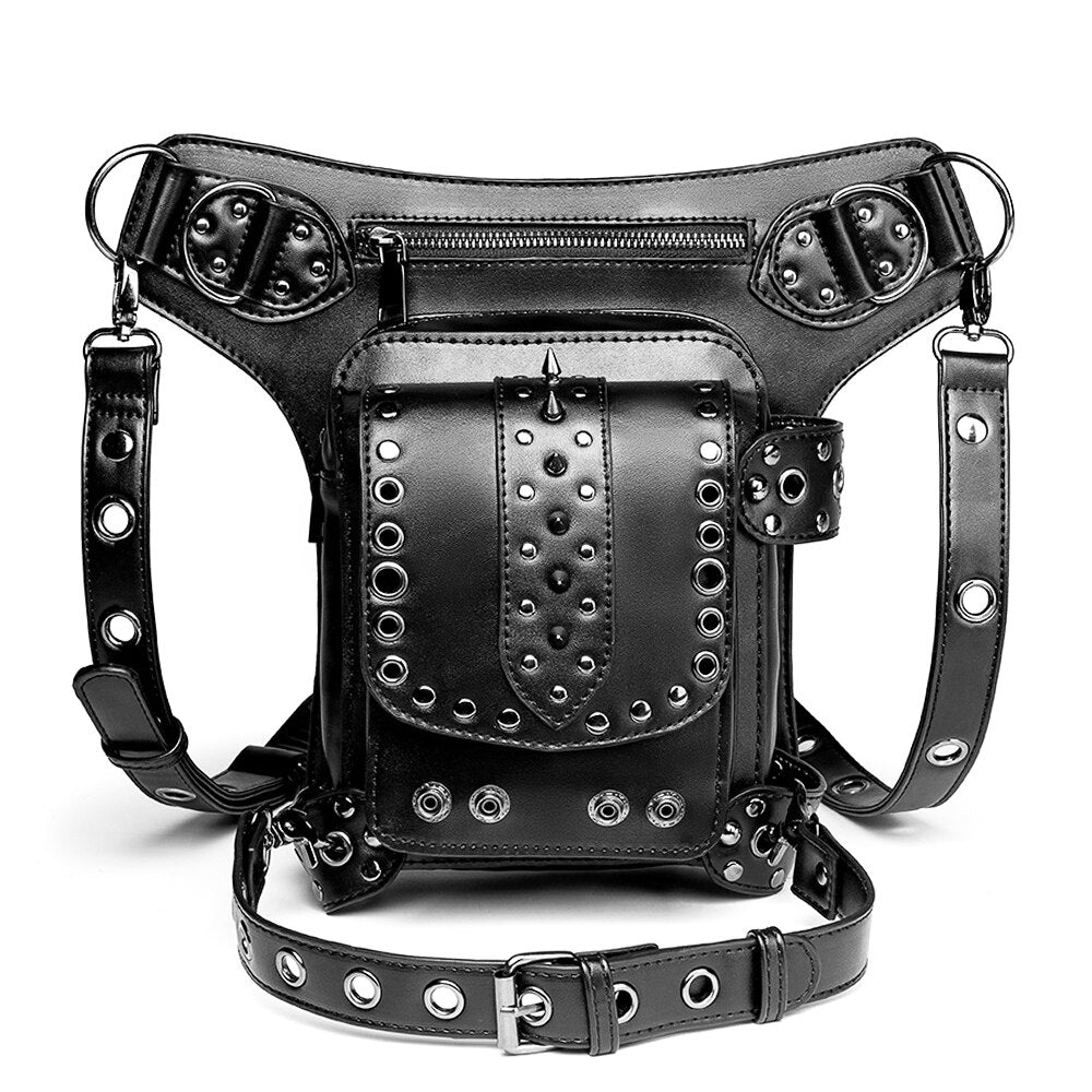 Steampunk Bags Gothic Waist Bags Packs Retro Rock Leather Women Fashion Men Hip