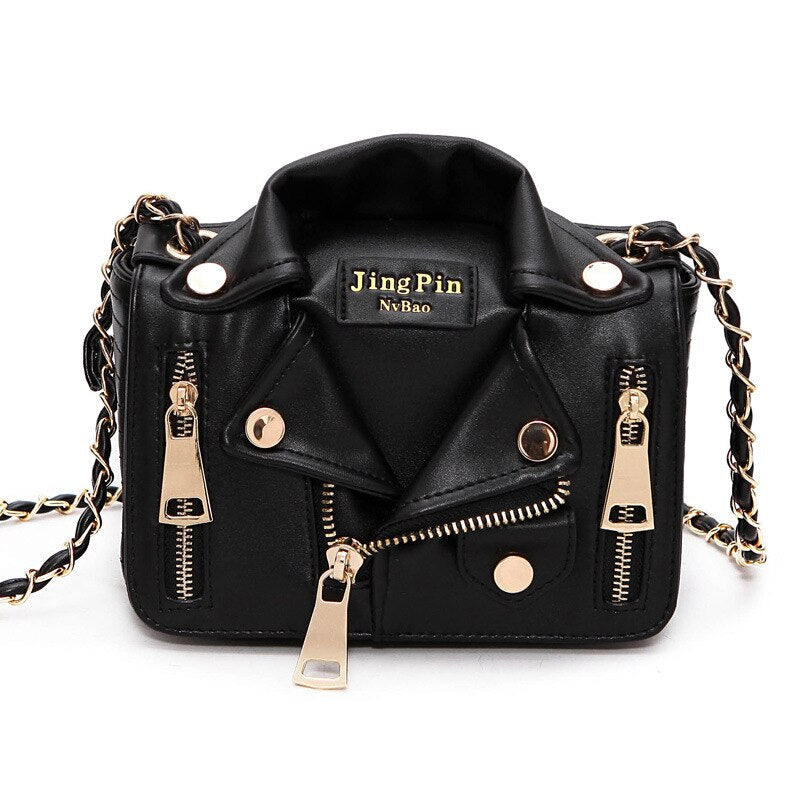 New European Brand Designer Bags Chain Motorcycle Women Clothing Shoulder Messenger Bag Women Rivet Jacket Flaps Leather Handbag