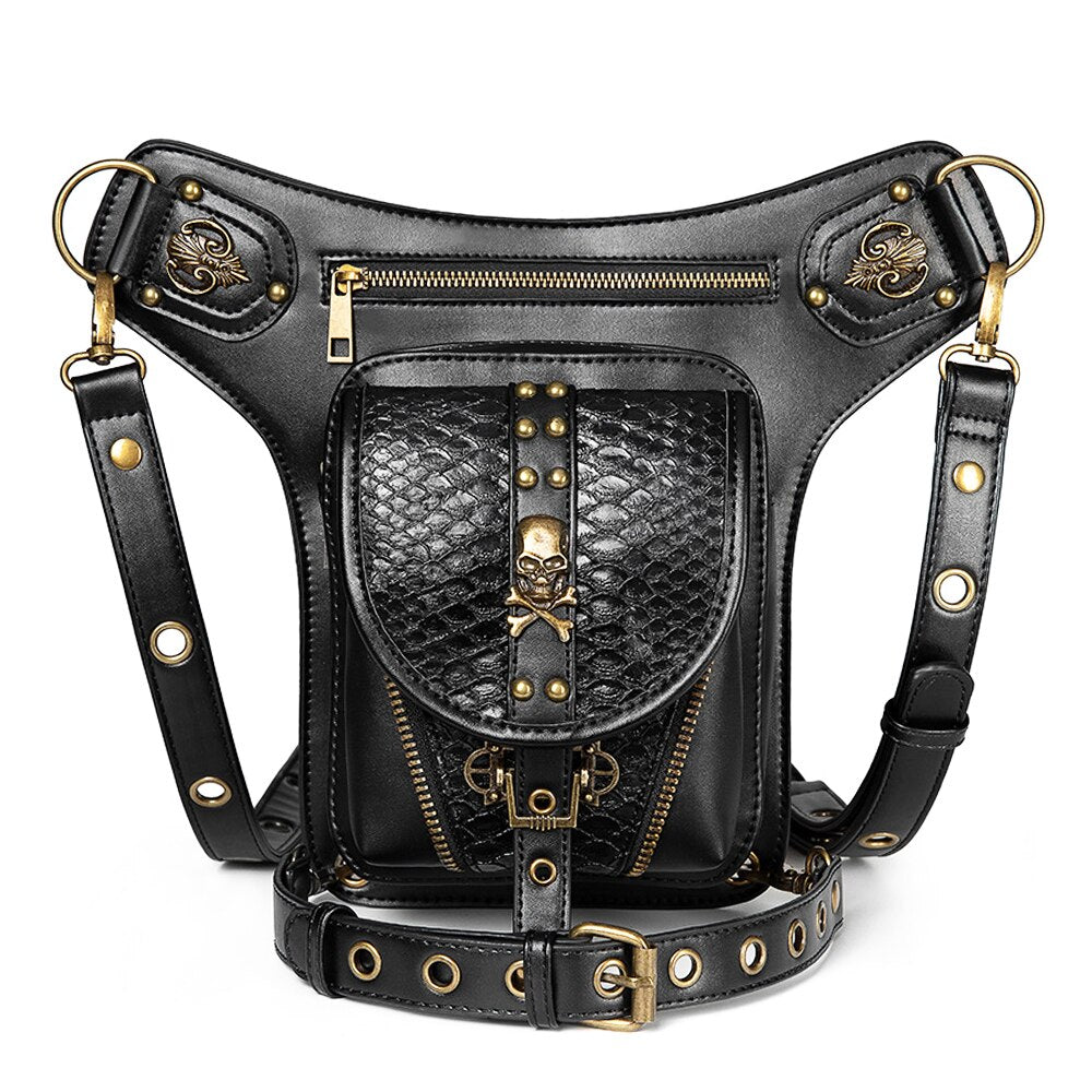 Steampunk Bags Gothic Waist Bags Packs Retro Rock Leather Women Fashion Men Hip
