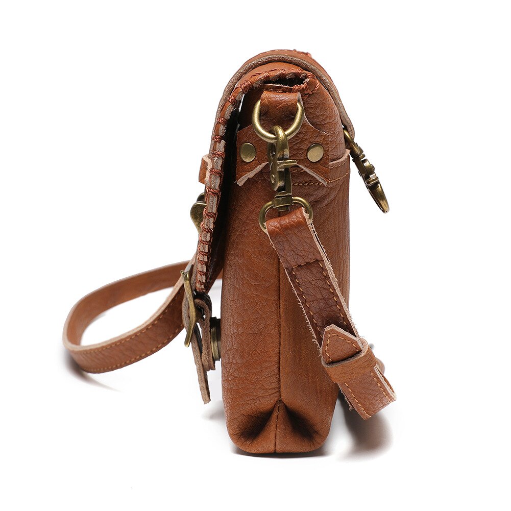 Retro Genuine Cow Leather Mobile Phone Bag Versatile Ladies Mini Bags Natural Soft Cowhide Small Shoulder & Crossbody Bags Femme