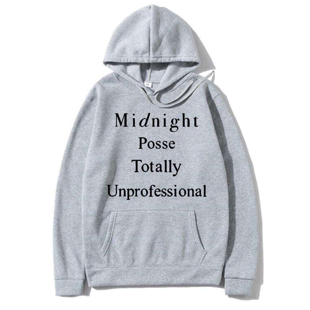 Awesome Asap Rocky Midnight Posse Totally Unprofessional Letter Logo Print Hoodie Men Women Hip Hop Hoodies Loose Cotton Clothes