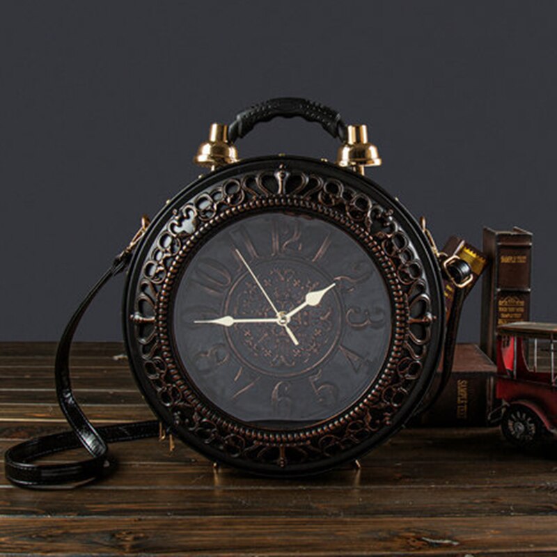 Luxury Real Clock Handbags For Women Fashion Shoulder Bag High Quality Leather Casual Crossbody Bag Ladies Vintage Messenger Bag