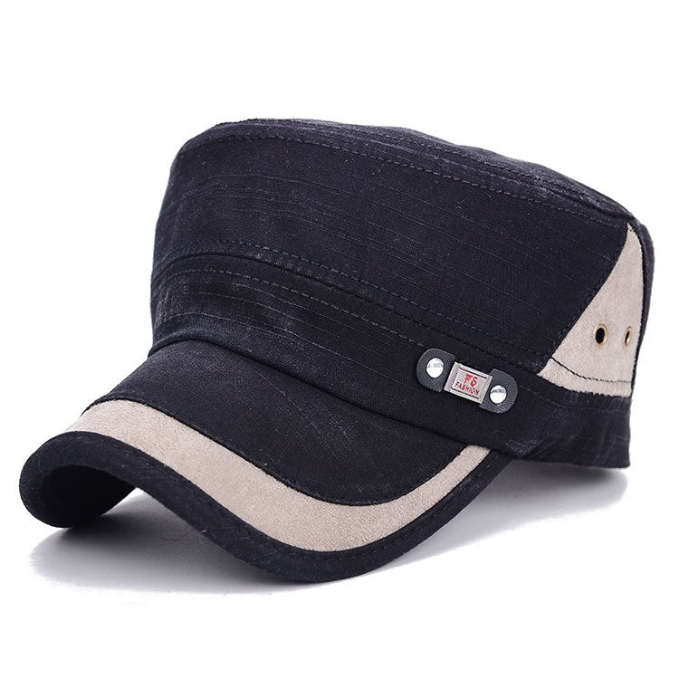2021 Classic Vintage Flat Top Mens Washed Caps and Hat Adjustable Fitted Thicker Cap Winter Warm Military Hats for Men
