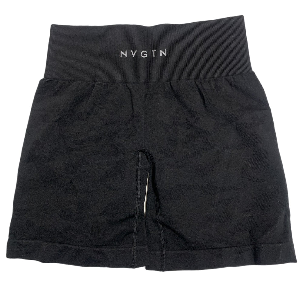 Camo Seamless Shorts Spandex Shorts  Woman Fitness Elastic Breathable NVGTN Hip-lifting Leisure Sports Running Fitness Pants