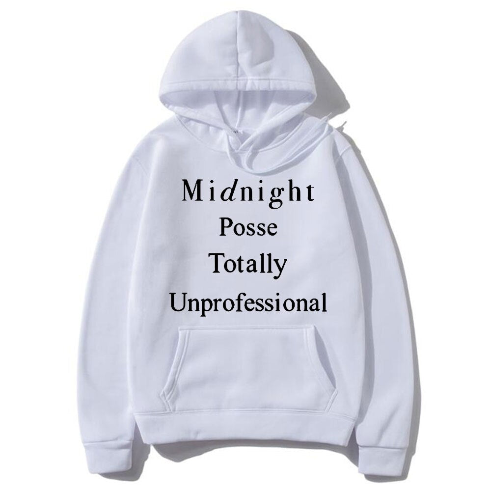 Awesome Asap Rocky Midnight Posse Totally Unprofessional Letter Logo Print Hoodie Men Women Hip Hop Hoodies Loose Cotton Clothes