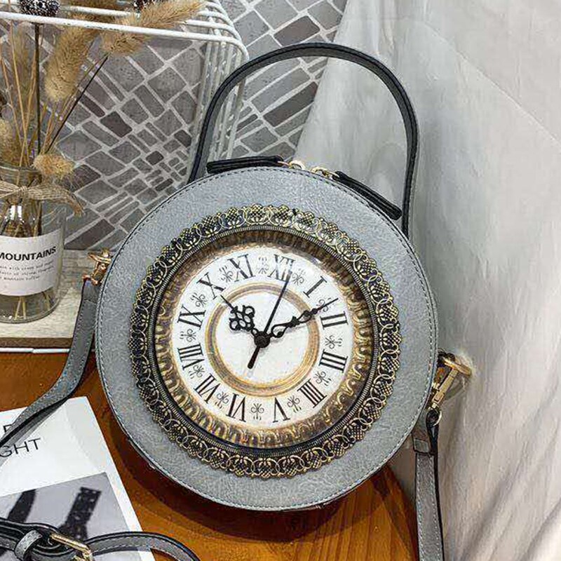 New Alarm Clock Crossbody Bag Women's Retro Hand-held Package Walkable Clock Messenger Handbag Ladies Fashion Cross Bag Handbag