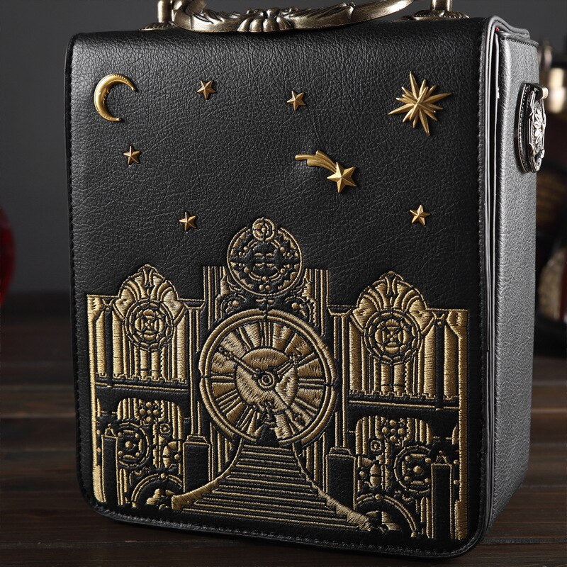 2022 New Retro Box Messenger Bag For Women Walking Clock Package Creative Clock