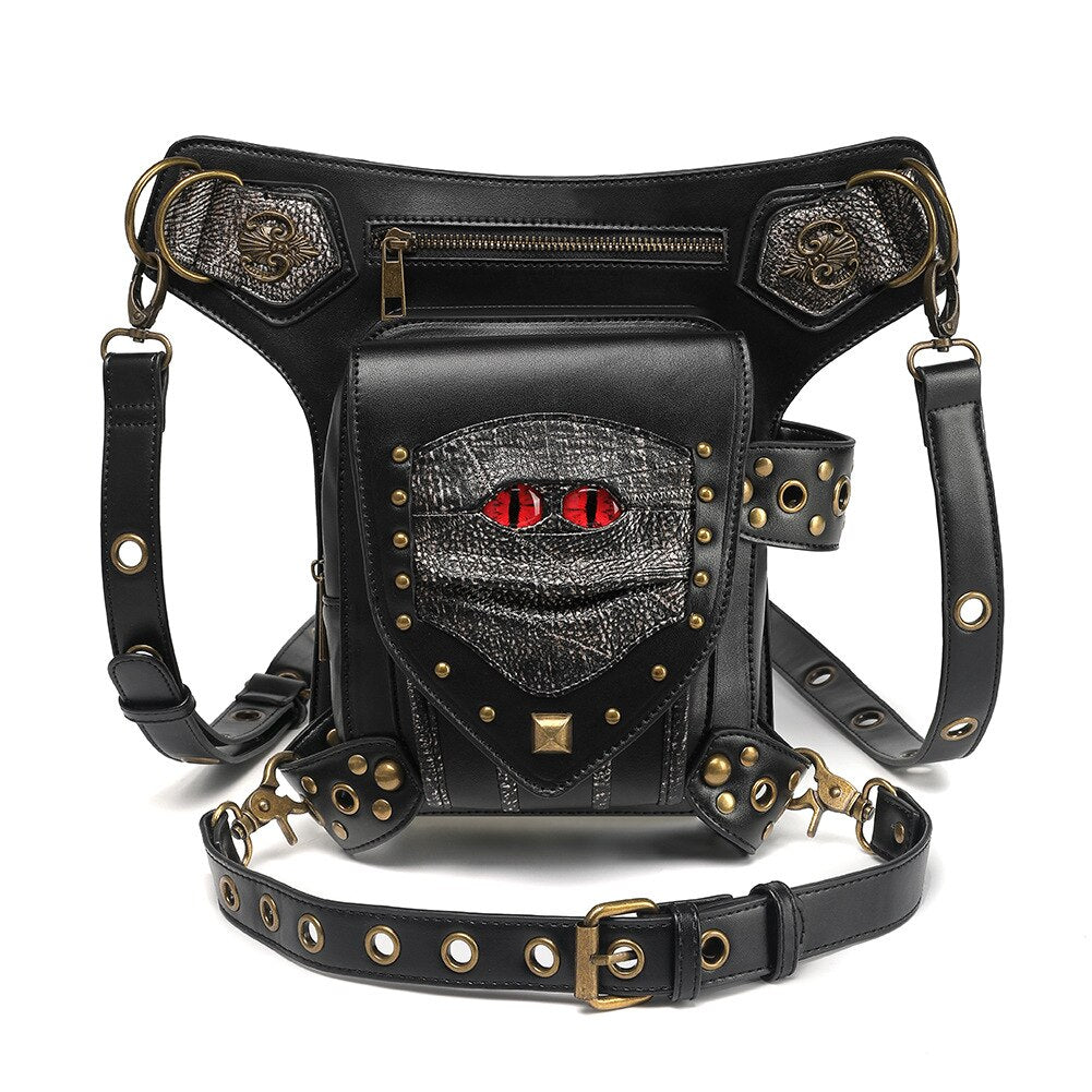 New Punk Rock Motorcycle Waistbag For Women Steampunk Motor Biker Chain Leg Bag