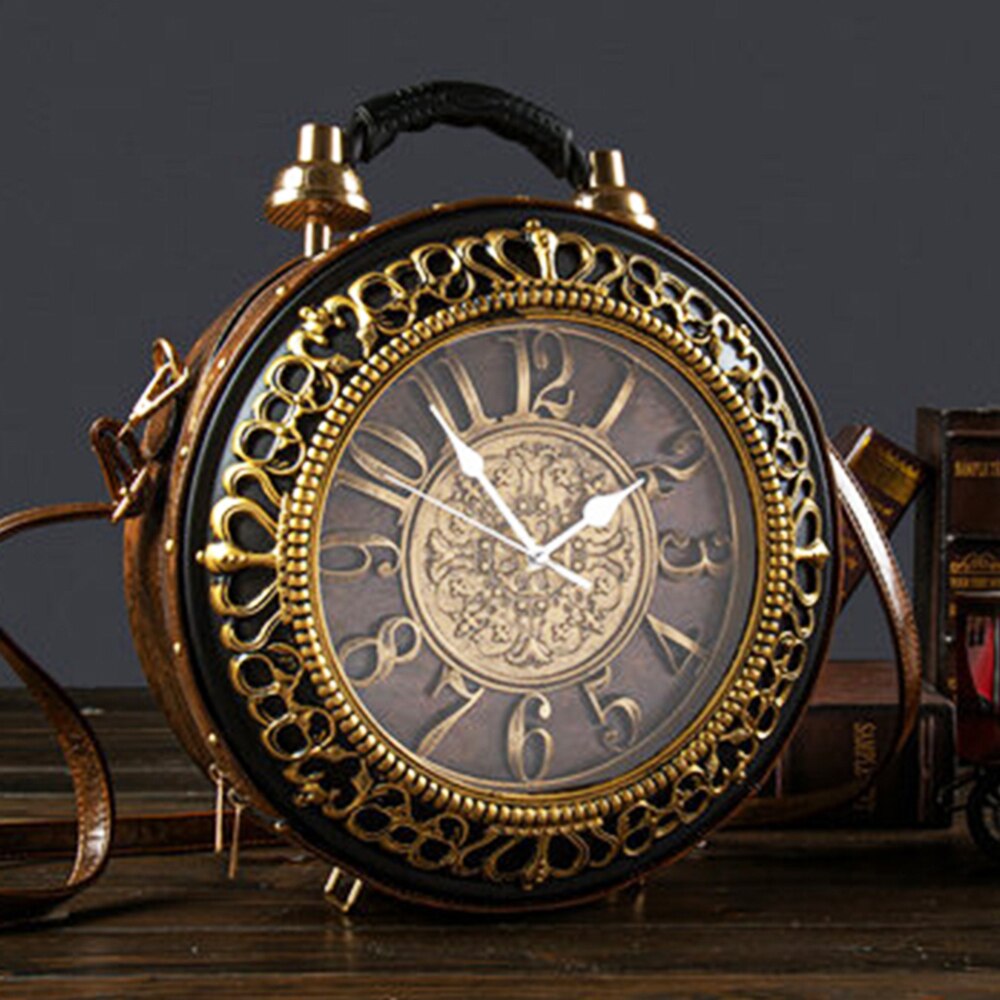 Luxury Design Vintage Alarm Clock Shape Handbag For Women Walkable Clock Crossbody Bag Lady Wedding Chic Shoulder Messenger Bag