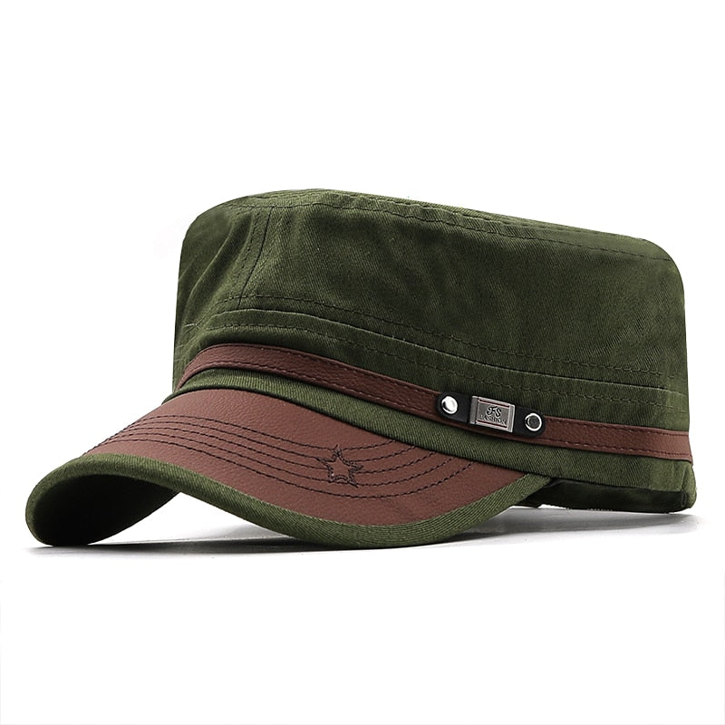 2022 Branded Men Military Cap Summer Autumn Casual Cadet Hat Washed Cotton Flat