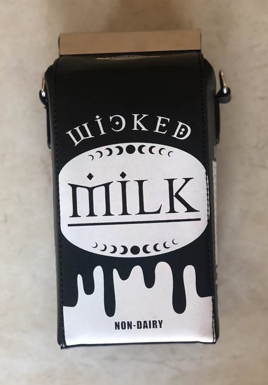 Dark Harajuku Style Milk Box Purses And Handbags For Women Cartoon Fashion Chain