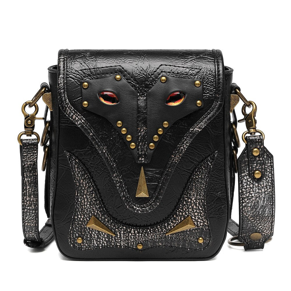 Punk Vintage Gothic Shoulder Bag Women's Purses And Handbag Girls Brown Retro Crossbody Bag 2022 Chain Rivet Flaps High Quality