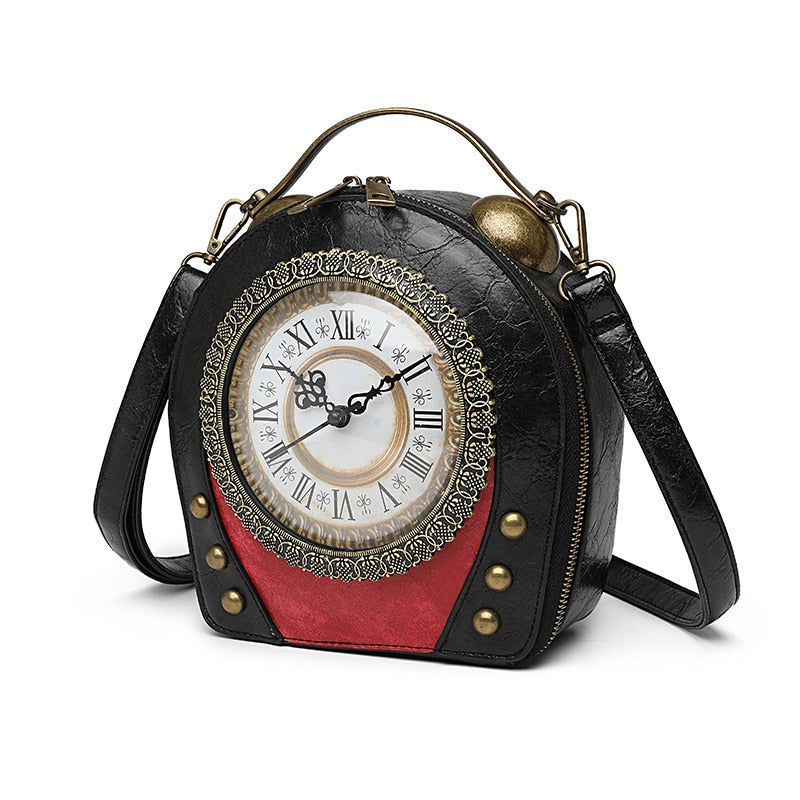 2022 New Retro Box Messenger Bag For Women Walking Clock Package Creative Clock