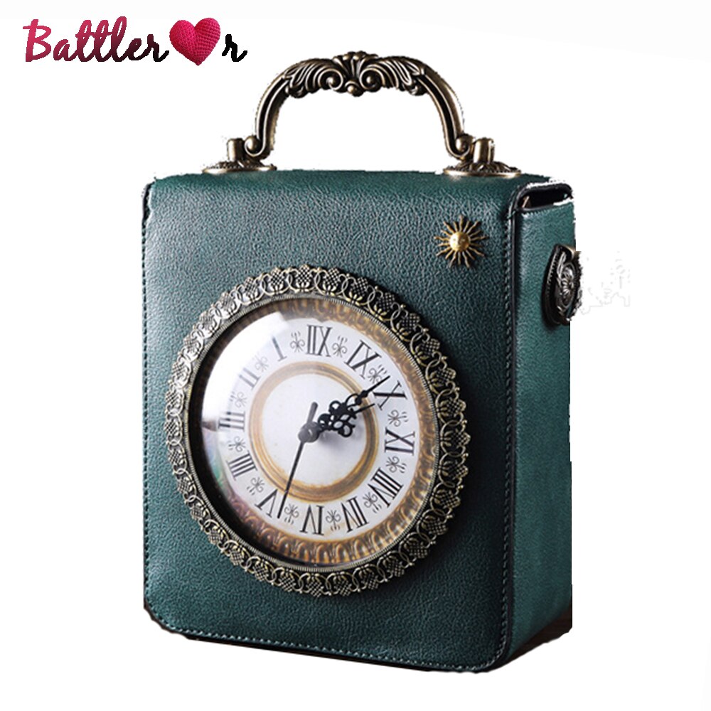 2022 New Retro Box Messenger Bag For Women Walking Clock Package Creative Clock