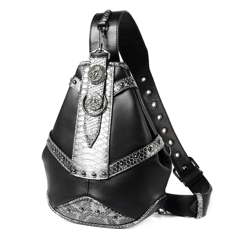 High Quality Men Rivet Punk Chest Day Back Pack Vintage Male Crossbody Bags Travel Casual Shoulder Messenger Flap Moto Waist Bag