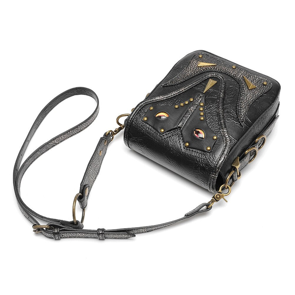 Steampunk Gothic Owl Shape Shoulder Crossbody Bag Rock Designer Purse And Handbag Female Small Leather Mini Phone Flaps Unisex