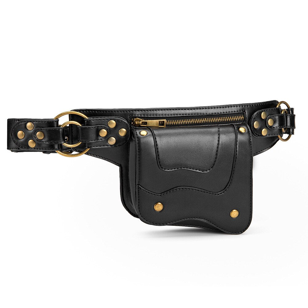 High Quality Men Rivet Punk Chest Day Back Pack Vintage Male Crossbody Bags Travel Casual Shoulder Messenger Flap Moto Waist Bag