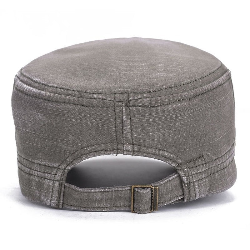 2021 Classic Vintage Flat Top Mens Washed Caps and Hat Adjustable Fitted Thicker Cap Winter Warm Military Hats for Men