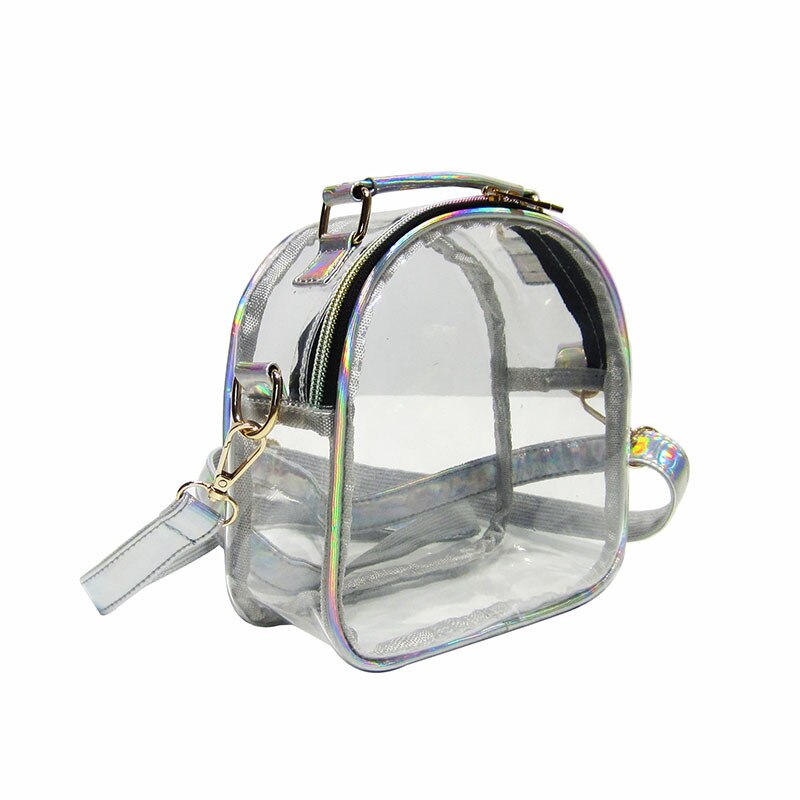 Fashion Transparent Backpack Waterproof PVC Clear Plastic Daily Backpack Mini Teenager Girls Notebook School Bag 6 Candy Color