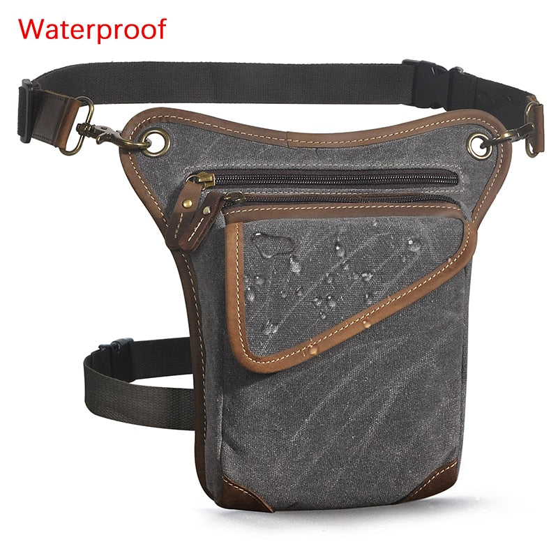 Real Leather Men Multifunction Design Casual Sling Shoulder Messenger Bag Fashion Travel Waist Belt Pack Drop Leg Bag 211-3-g