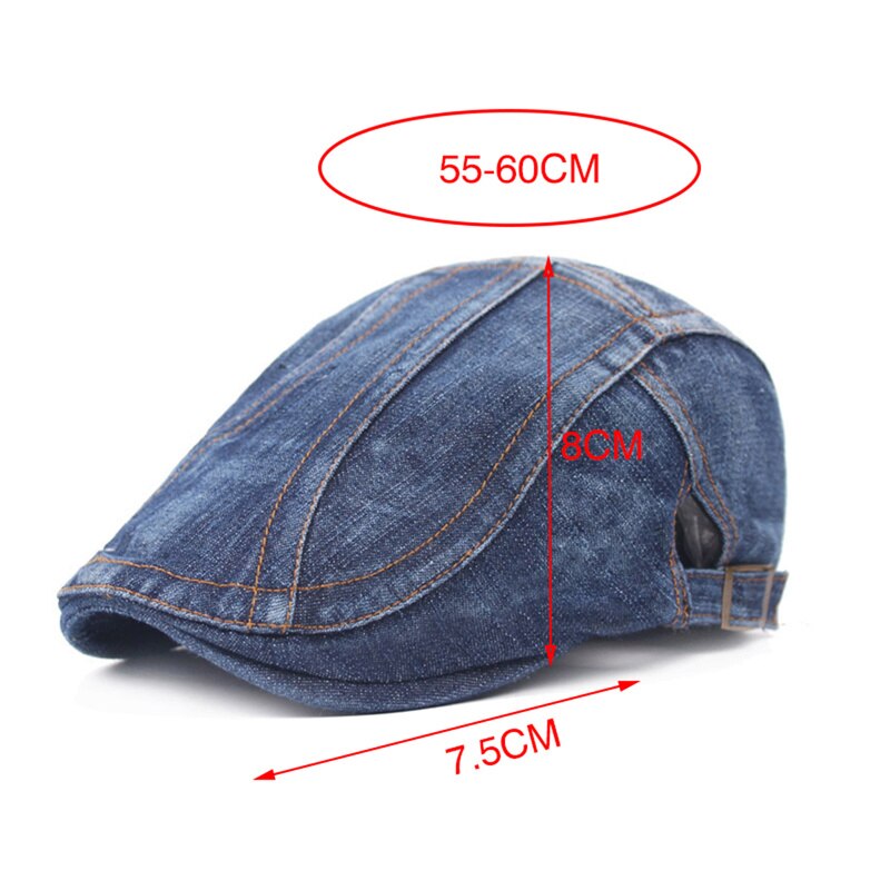 Adjustable Denim Beret Hats Men Women Jeans Berets Newsboy Flat Gatsby Cabbie Driving Windpoof Cap Hats Forward Peaked Caps