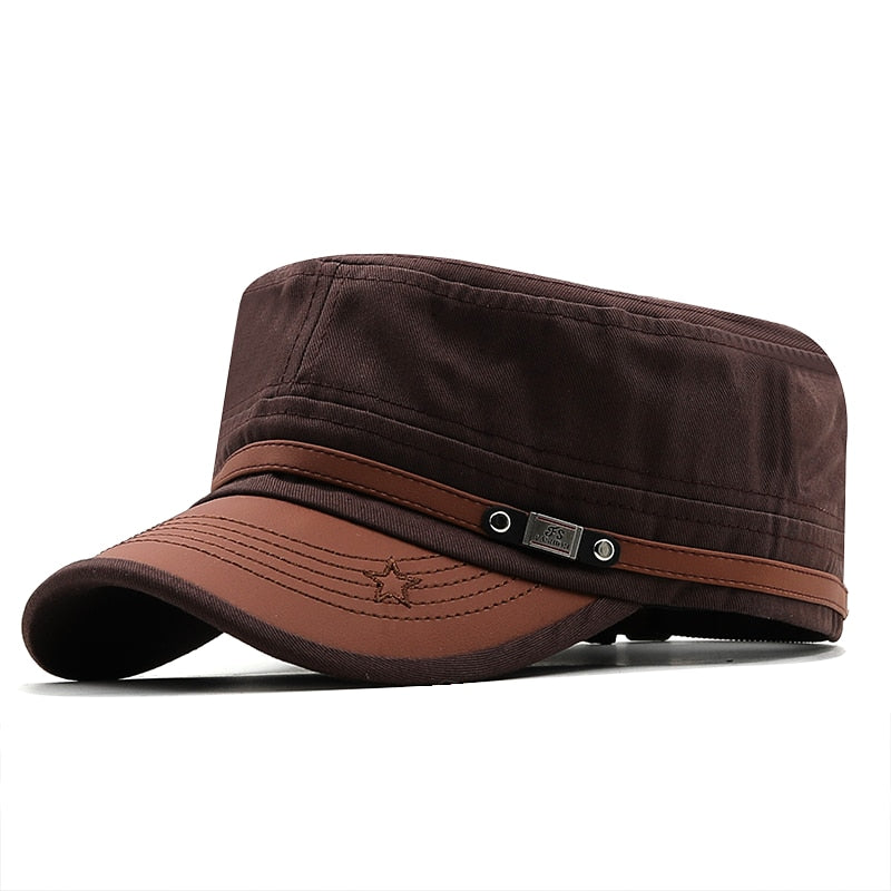 2022 Branded Men Military Cap Summer Autumn Casual Cadet Hat Washed Cotton Flat