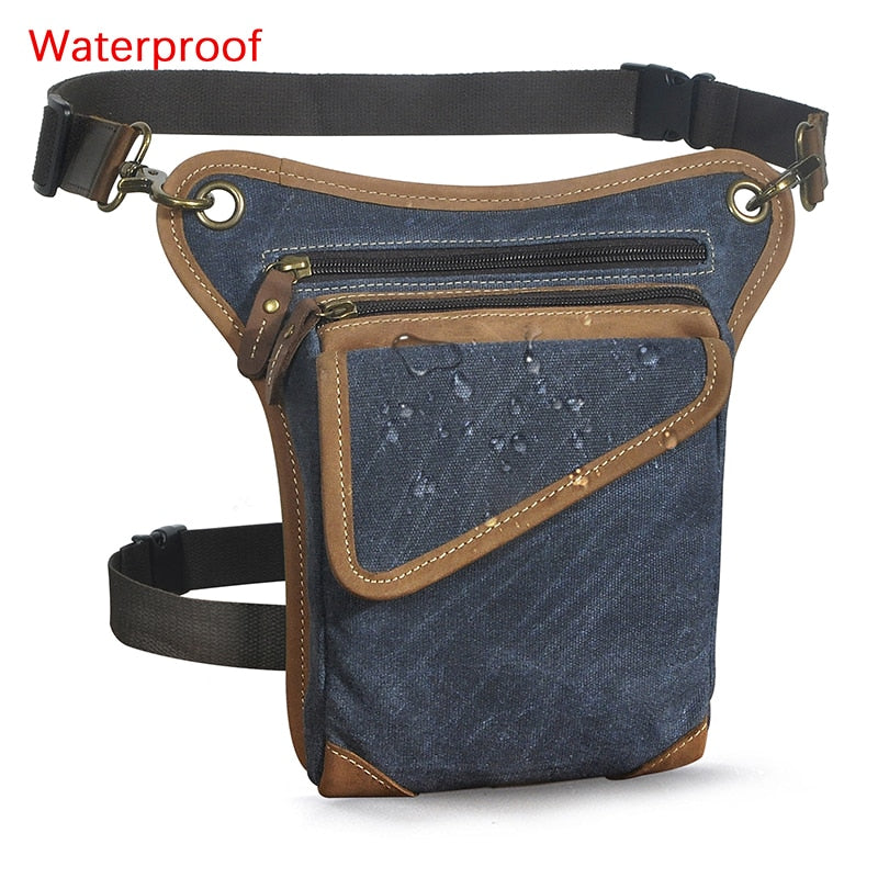 Real Leather Men Multifunction Design Casual Sling Shoulder Messenger Bag Fashion Travel Waist Belt Pack Drop Leg Bag 211-3-g