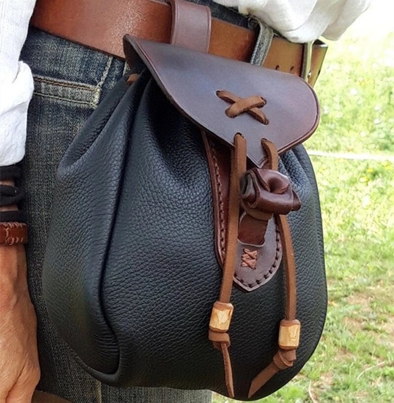 Renaissance  Medieval Accessories Leather Belt Bag Viking Coin Pouch Steampunk Drawstring Purse For Men Women Larp Cosplay Prop