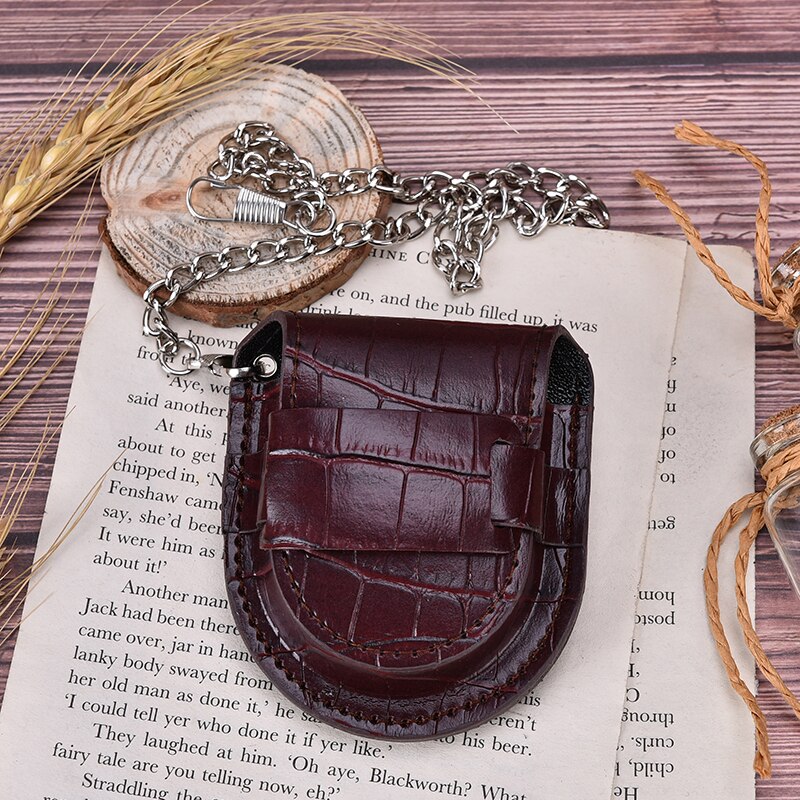 Pocket Watch Necklace Pendant Vintage Simple Style Steampunk Beige Dial Roman # 1 Inch