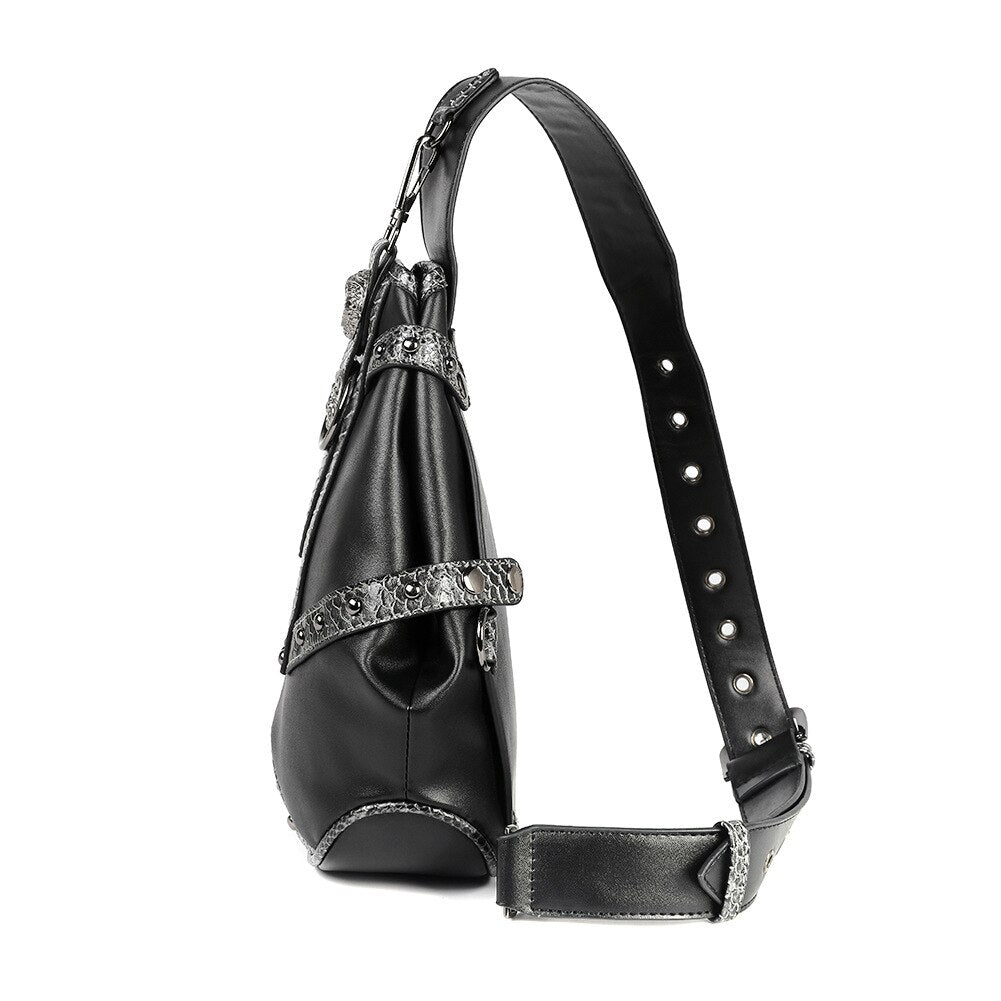 Motorcycle Punk Shoulder Chest Bags For Men 2022 Retro Vintage Purses And Handbags Male Leather Rivet Crossbody Bag Biker Clutch