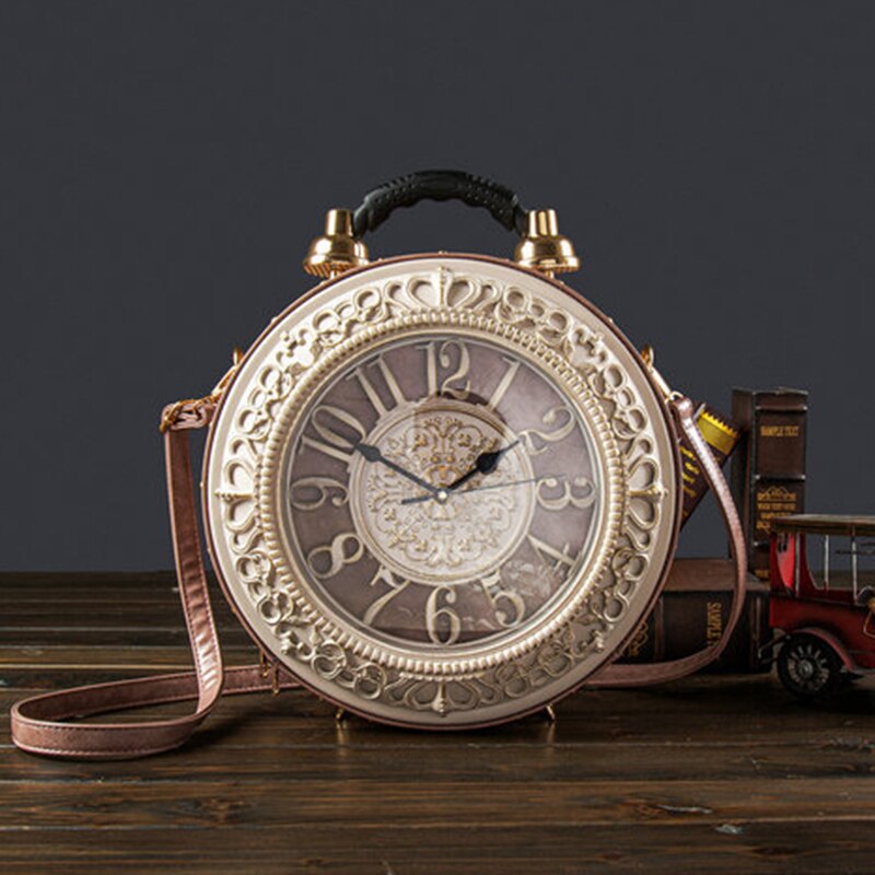 Luxury Real Clock Handbags For Women Fashion Shoulder Bag High Quality Leather Casual Crossbody Bag Ladies Vintage Messenger Bag
