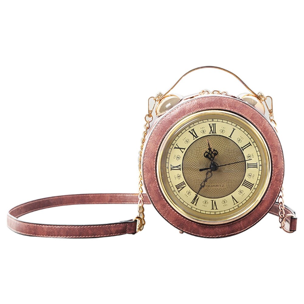 Personalized Fun Fashion Real Clock Shape Leather Bag Circular Ladies Handbag Chain Purse Shoulder Bag Crossbody Messenger Bolsa