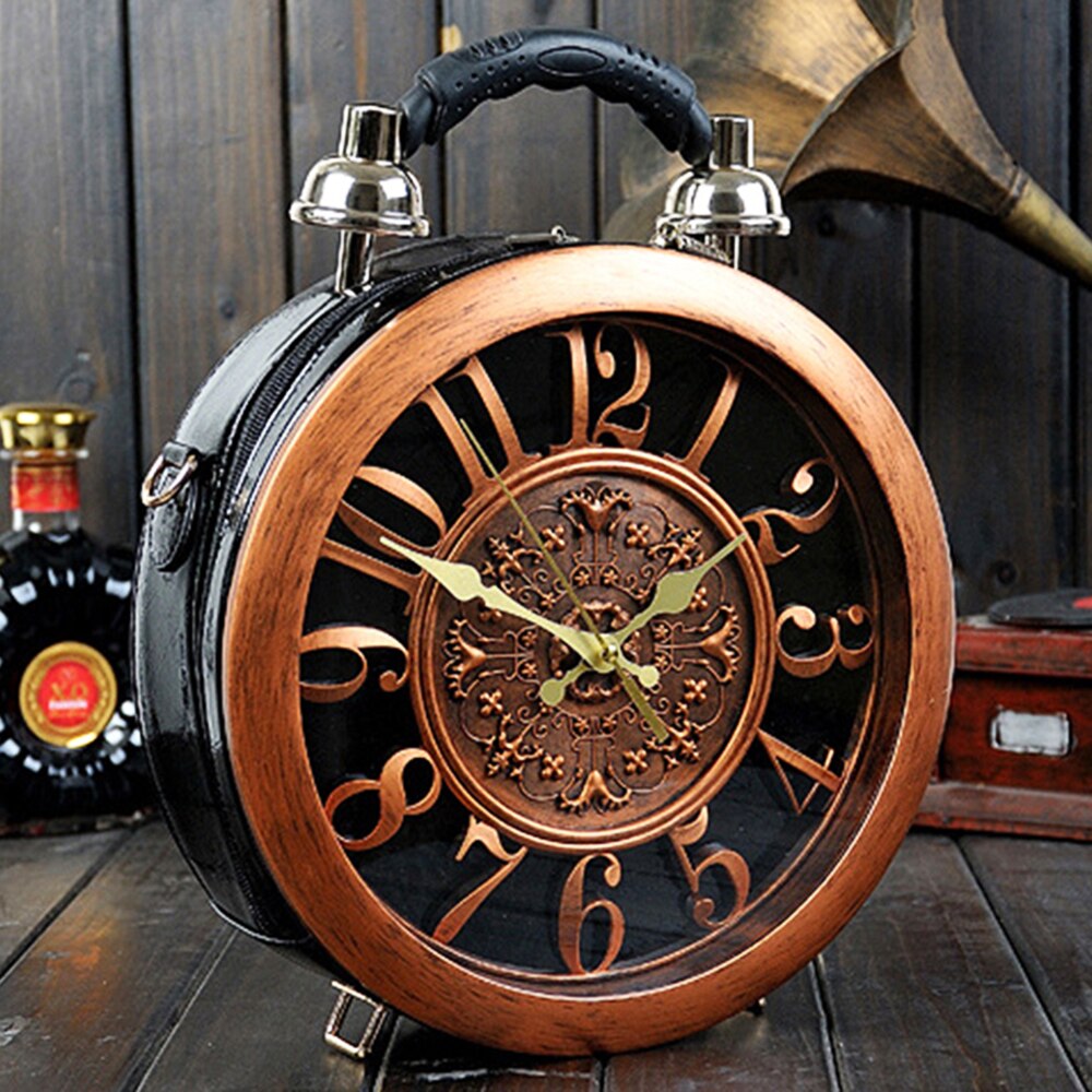 Real Alarm Clock Vintage Women Handbags High Quality Leather Ladies Shoulder Messenger Bags Fashion 2022 Female Crossbody Bags
